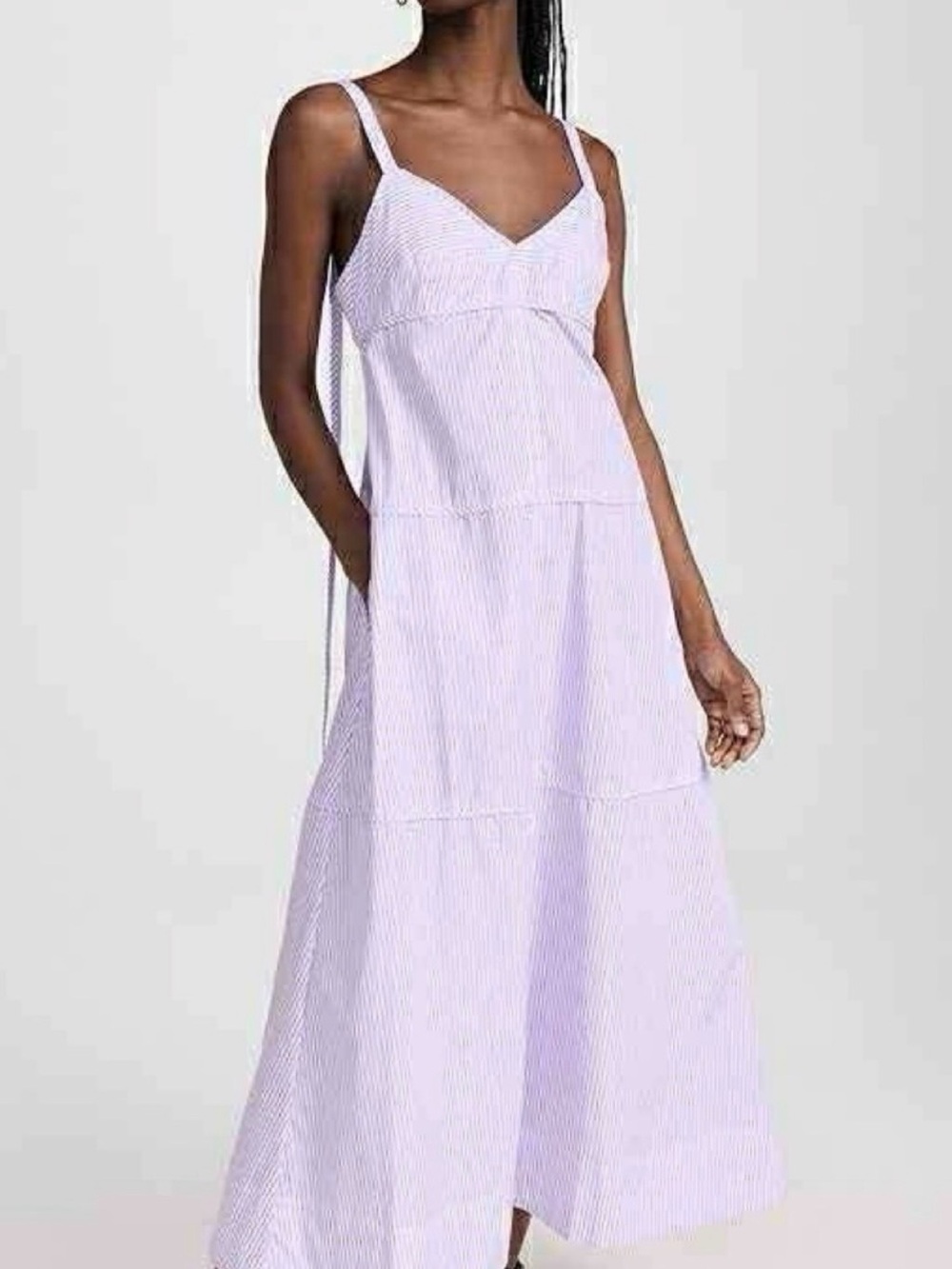 Lee Matthews Long Purple Stripe Dress